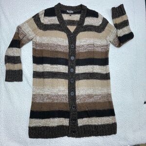 Allison Britney 1X Women’s Tan,Black, Long Cardigan